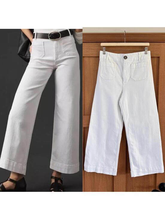 Anthropologie Denim - Anthropologie Maeve The Colette Cropped High Rise Wide Leg Jeans White Women 29